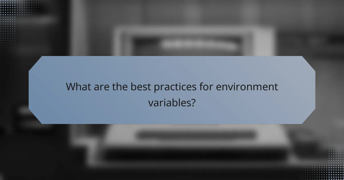 What are the best practices for environment variables?